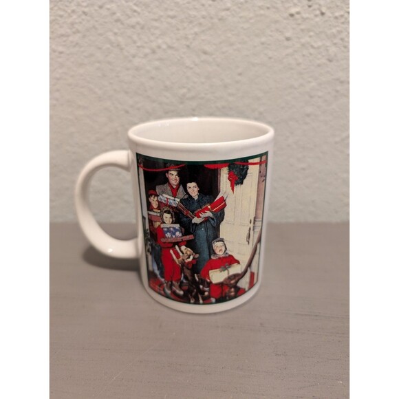 Norman Rockwell Designer Studio Christmas Mug Coffee Cup 1990s Window Scene - Picture 4 of 10